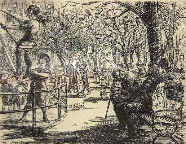 Swinging In The Square Oil Painting by John Sloan