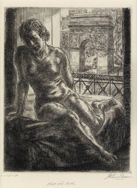 Nude And Arch Oil Painting by John Sloan