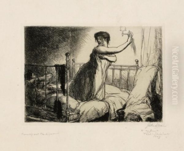 Turning Out The Light (from New York City Life) Oil Painting by John Sloan