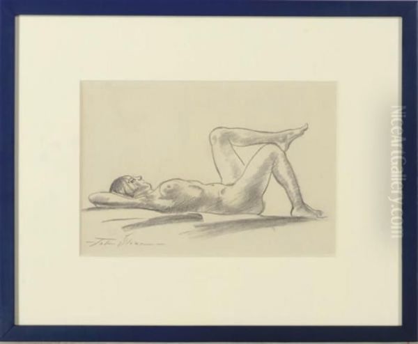 Reclining Female Nude Oil Painting by John Sloan