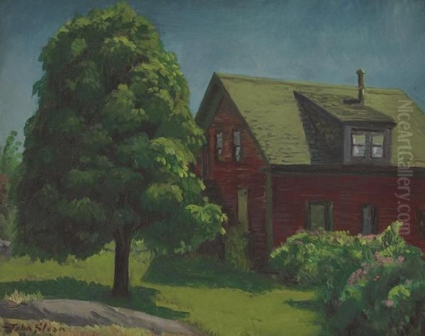 Red House, Horse Chestnut Oil Painting by John Sloan