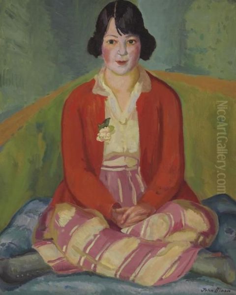 Red Jacket Oil Painting by John Sloan