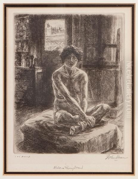 Nude On Posing Stand Oil Painting by John Sloan