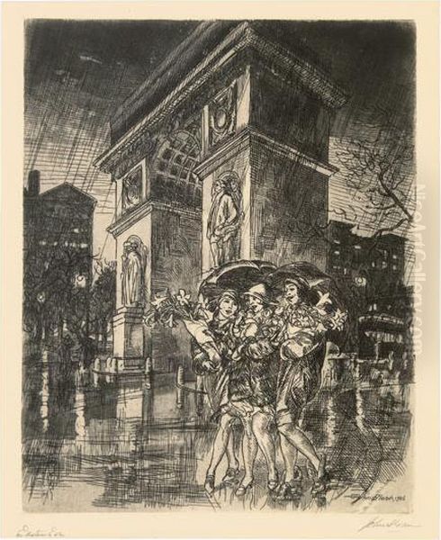 Easter Eve, Washington Square. Oil Painting by John Sloan