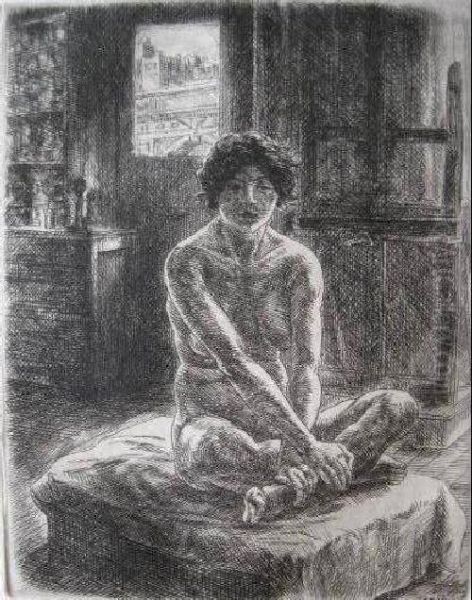 Nude On Posing Stand by John Sloan