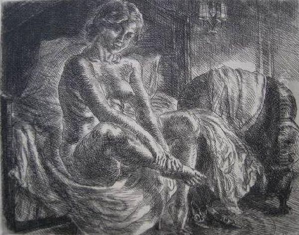 Nude At Bedside Oil Painting by John Sloan