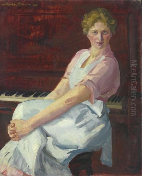 Celia, Pink Waist And Apron Oil Painting by John Sloan