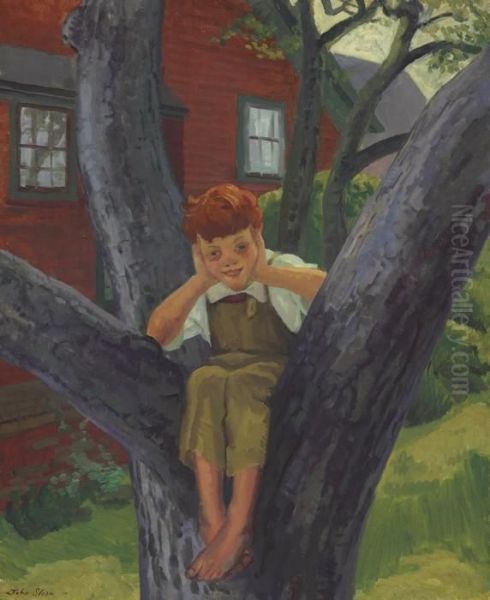 Reddy In The Tree Oil Painting by John Sloan