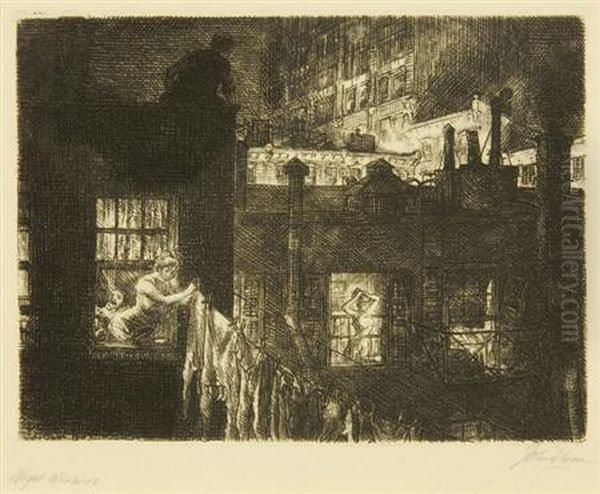 Night Windows (morse 152) Oil Painting by John Sloan