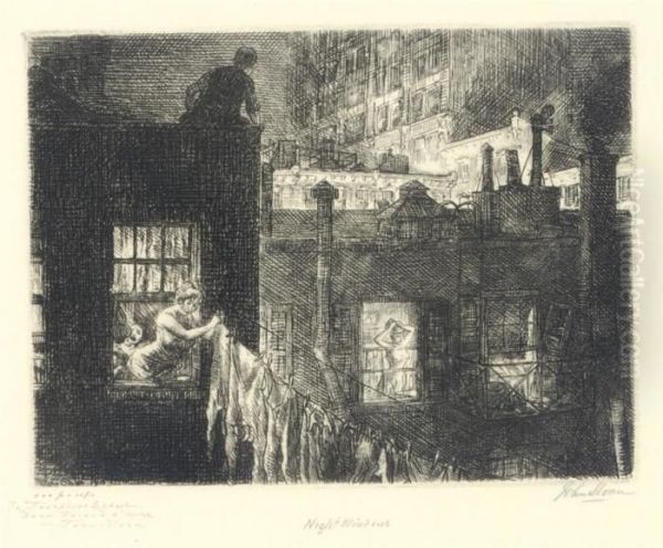 Night Windows (m. 152) Oil Painting by John Sloan