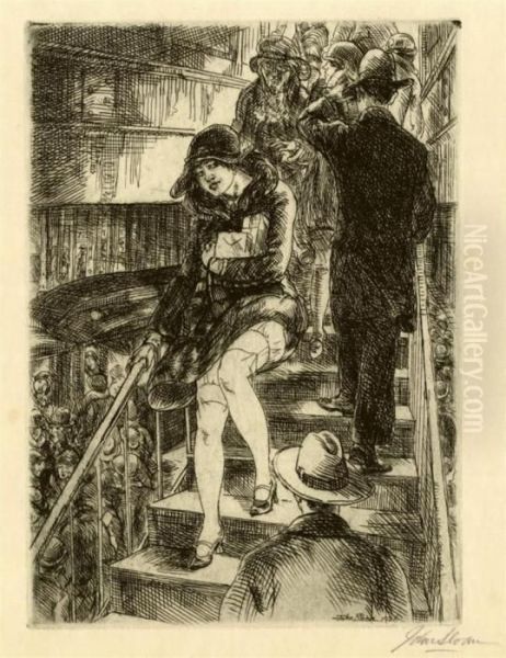 Subway Stairs (m. 221) Oil Painting by John Sloan