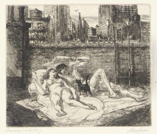 Sunbathers On The Roof (m. 307) by John Sloan