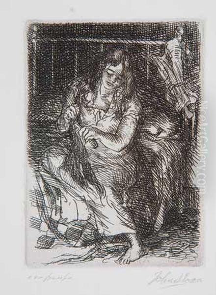 Combing Her Hair Oil Painting by John Sloan