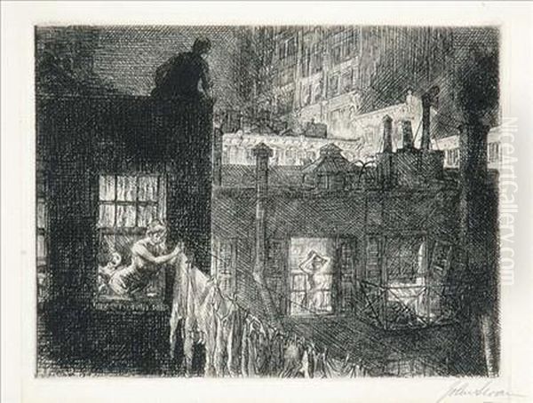 Night Windows (m. 152) Oil Painting by John Sloan