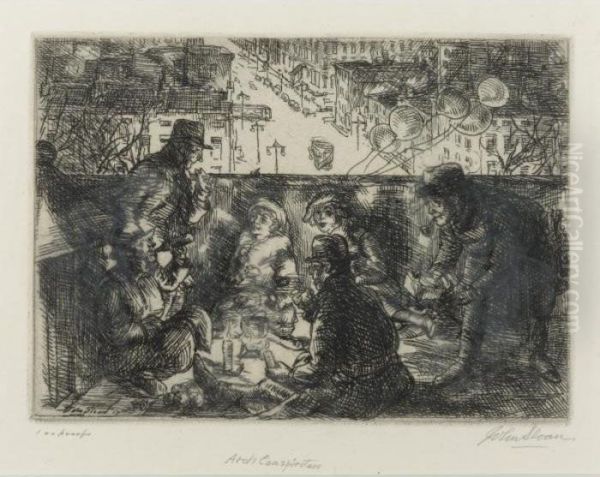 Movey Troupe Oil Painting by John Sloan