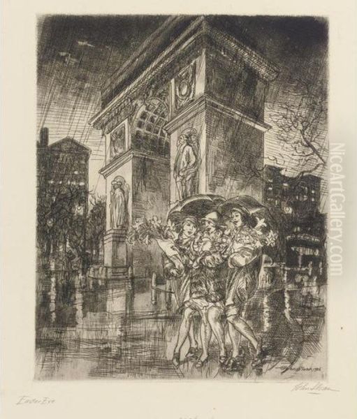 Easter Eve, Washington Square (m. 222) Oil Painting by John Sloan