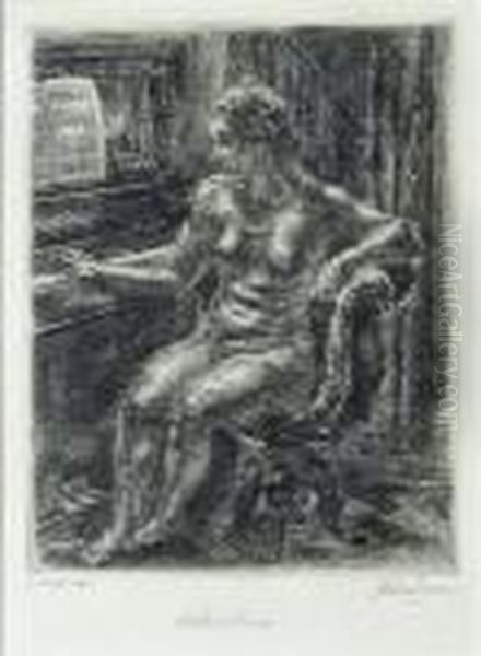 Nude At Piano Oil Painting by John Sloan