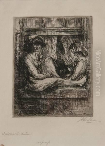 Sisters At The Window, 1923 (m 208) by John Sloan