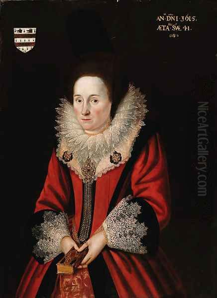 Portrait of Sarah Jones, wife of Thomas Jones, of Shrewsbury, Shropshire Oil Painting by English School