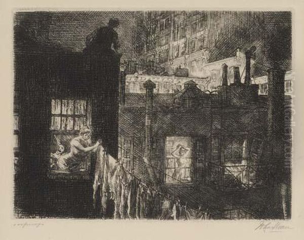 Night Windows Oil Painting by John Sloan