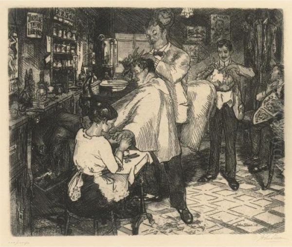 Barber Shop (morse 173) Oil Painting by John Sloan