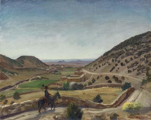 Looking West, Santa Fe, New Mexico Oil Painting by John Sloan