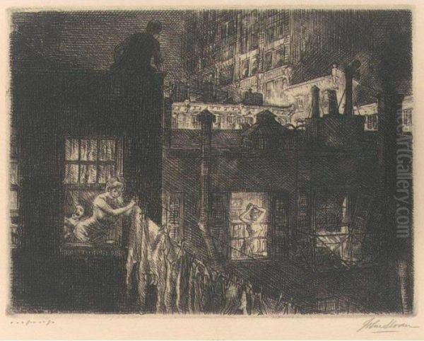 Night Windows (m. 152) Oil Painting by John Sloan