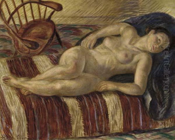 Nude And Windsor Chair Oil Painting by John Sloan