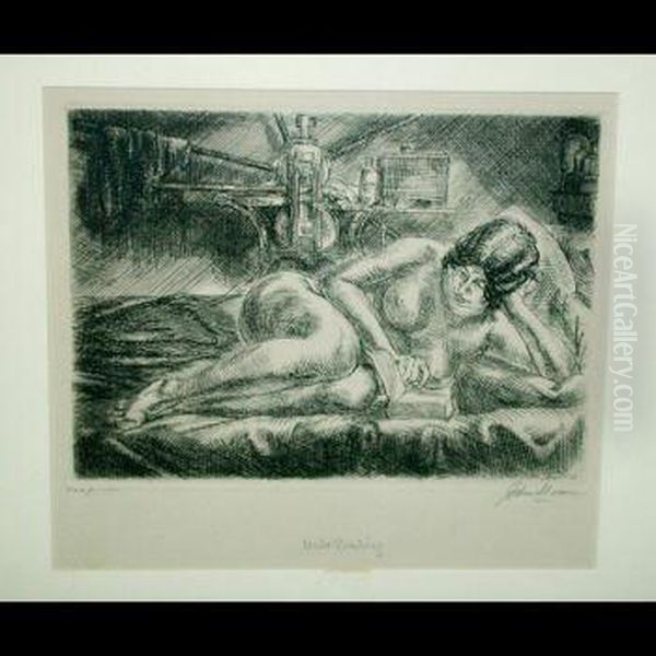 Nude Reading Oil Painting by John Sloan