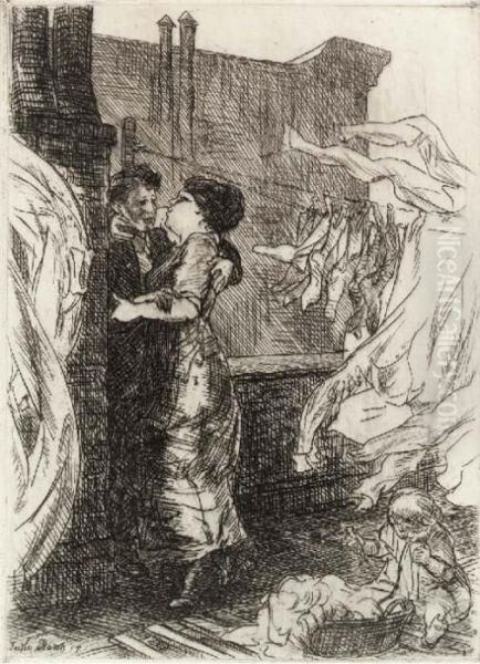 Love On The Roof Oil Painting by John Sloan