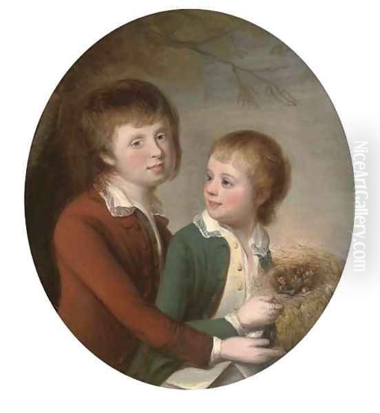 Portrait of two brothers Oil Painting by English School