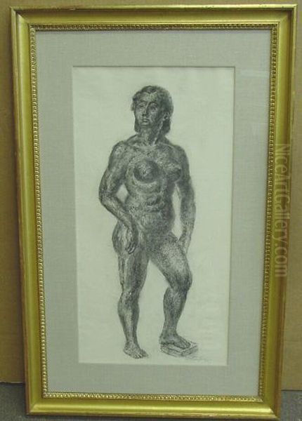 Study For Realization - Nude With Foot On Book Oil Painting by John Sloan