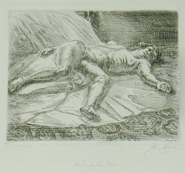 Nude On The Floor by John Sloan