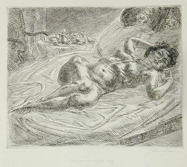 Nude And Breakfast Tray Oil Painting by John Sloan