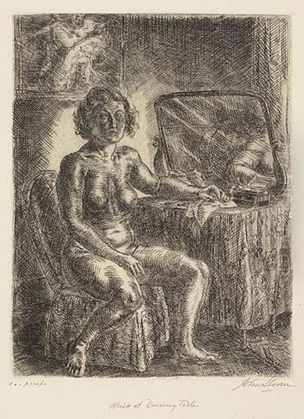 Two Etchings.
Nude At Dressing Table Oil Painting by John Sloan