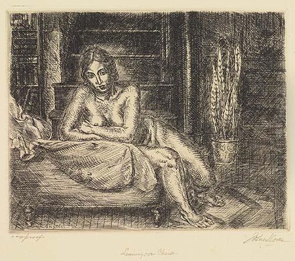 Two Etchings.
Nude Leaning Over Chaise Oil Painting by John Sloan