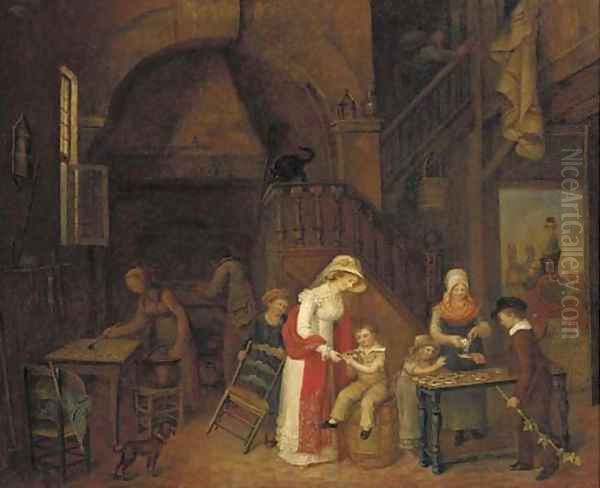 The cake shop Oil Painting by English School