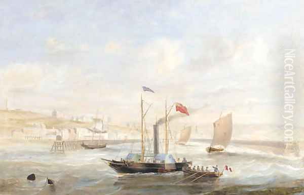 The paddle-steamer Edinburgh Castle in harbour Oil Painting by English School