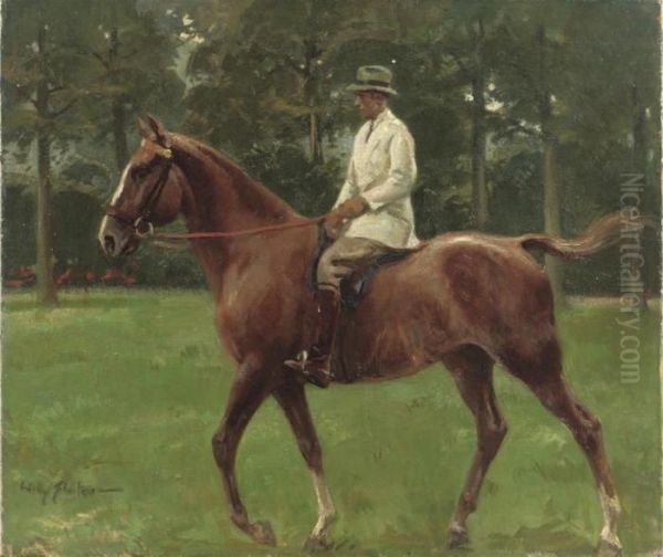 Riding In The Park Oil Painting by Willy Sluyters