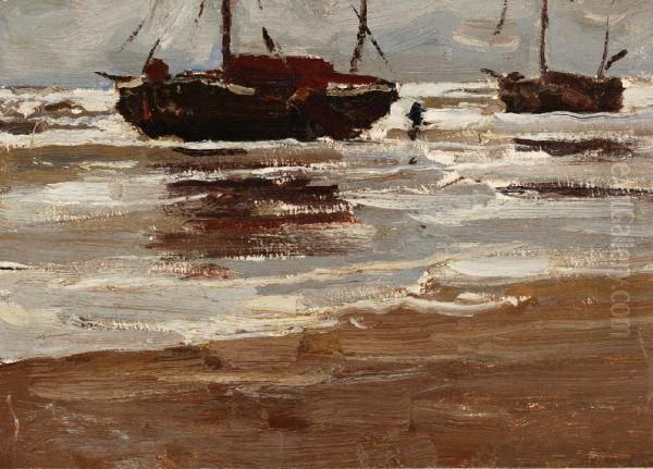 Bomschuiten Op Het Strand Oil Painting by Willy Sluyters