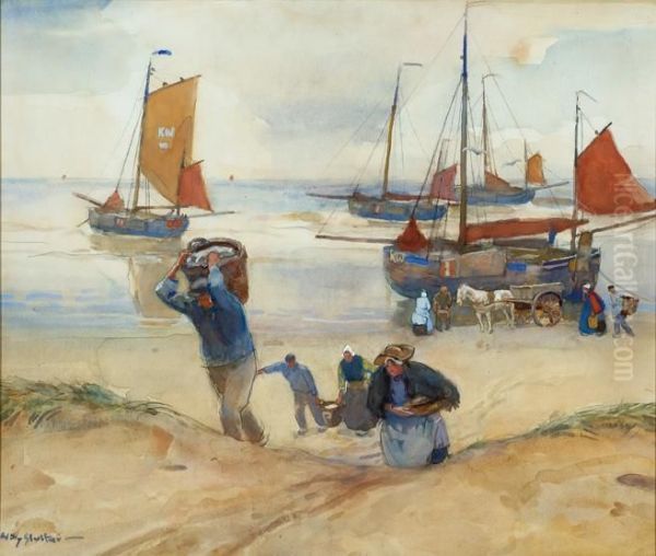 Bringing In The Catch Oil Painting by Willy Sluyters