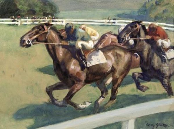 The Horserace Oil Painting by Willy Sluyters