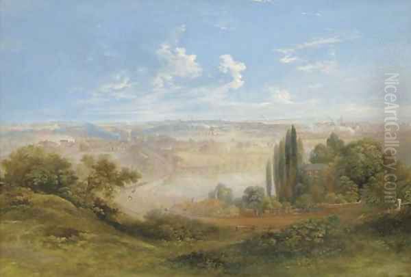 A view of the Stoke potteries Oil Painting by English School