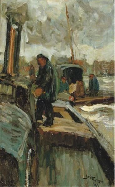 In The Harbour Oil Painting by Willy Sluyters