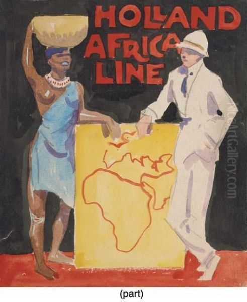 Holland-africa Line - A Poster Design Oil Painting by Willy Sluyters