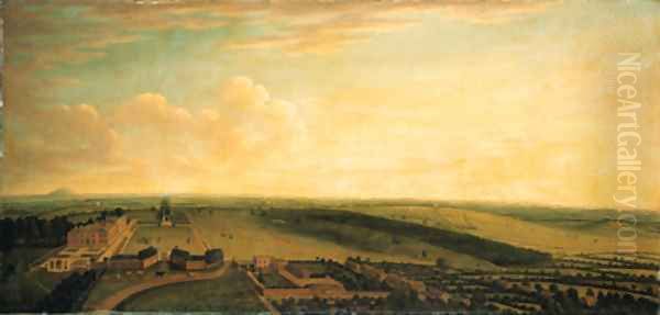 An extensive view of Market Bosworth Hall, Leicestershire Oil Painting by English School