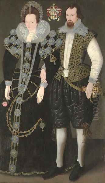 Double portrait of Sir Reginald (c.1564-1639) and Lady Mohun Oil Painting by English School