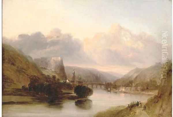 Figures beside a river, thought to be in the Crimea Oil Painting by English School