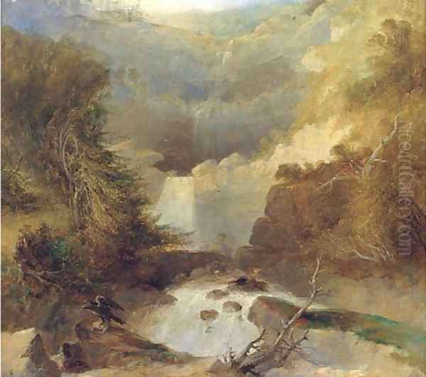 Katterskill Falls, North America Oil Painting by English School