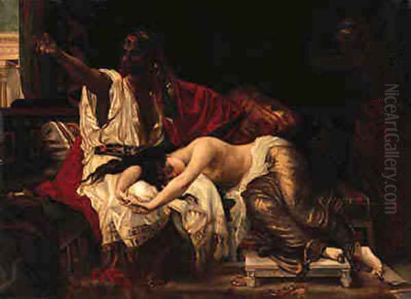 Othello and Desdemona Oil Painting by English School